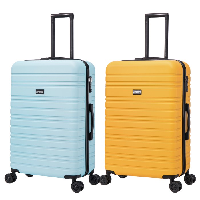 BlockTravel kofferset 2 delig ABS ruimbagage met dubbele wielen 95 liter - inbouw TSA slot - licht blauw - geel