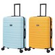 BlockTravel kofferset 2 delig ABS ruimbagage met dubbele wielen 95 liter - inbouw TSA slot - licht blauw - geel