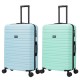 BlockTravel kofferset 2 delig ABS ruimbagage met dubbele wielen 95 liter - inbouw TSA slot - licht blauw - mint groen