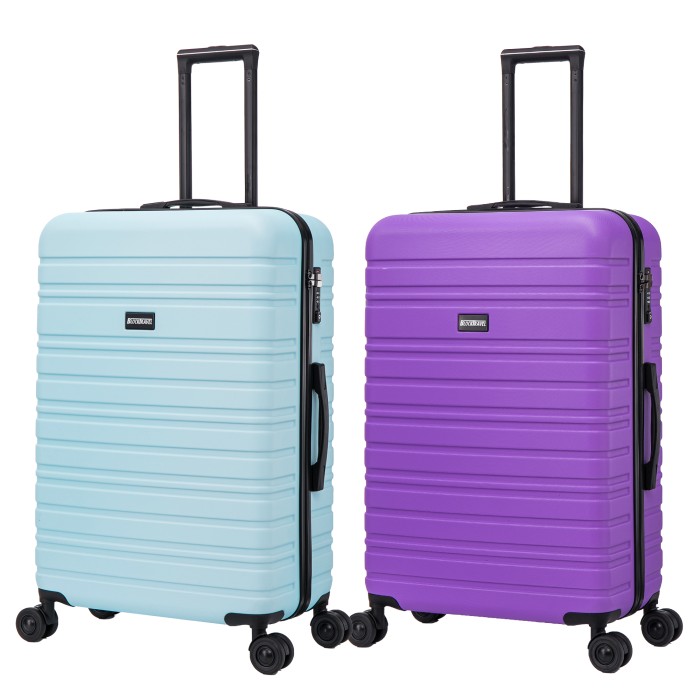 BlockTravel kofferset 2 delig ABS ruimbagage met dubbele wielen 95 liter - inbouw TSA slot - licht blauw - paars