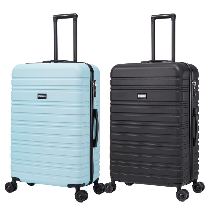 BlockTravel kofferset 2 delig ABS ruimbagage met dubbele wielen 95 liter - inbouw TSA slot - licht blauw - zwart