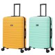 BlockTravel kofferset 2 delig ABS ruimbagage met dubbele wielen 95 liter - inbouw TSA slot - mint groen - geel