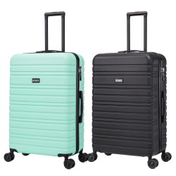 BlockTravel kofferset 2 delig ABS ruimbagage met dubbele wielen 95 liter - inbouw TSA slot - zwart - mint groen