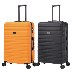 BlockTravel kofferset 2 delig ABS ruimbagage met dubbele wielen 95 liter - inbouw TSA slot - zwart - oranje