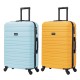 BlockTravel kofferset 2 delig ABS ruimbagage met wielen afneembaar 74 liter - inbouw TSA slot - licht blauw - geel