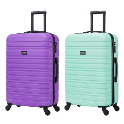 BlockTravel kofferset 2 delig ABS ruimbagage met wielen afneembaar 74 liter - inbouw TSA slot - mint groen - paars