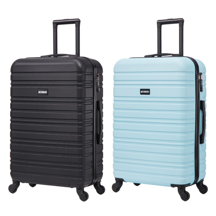 BlockTravel kofferset 2 delig ABS ruimbagage met wielen afneembaar 74 liter - inbouw TSA slot - zwart - licht blauw