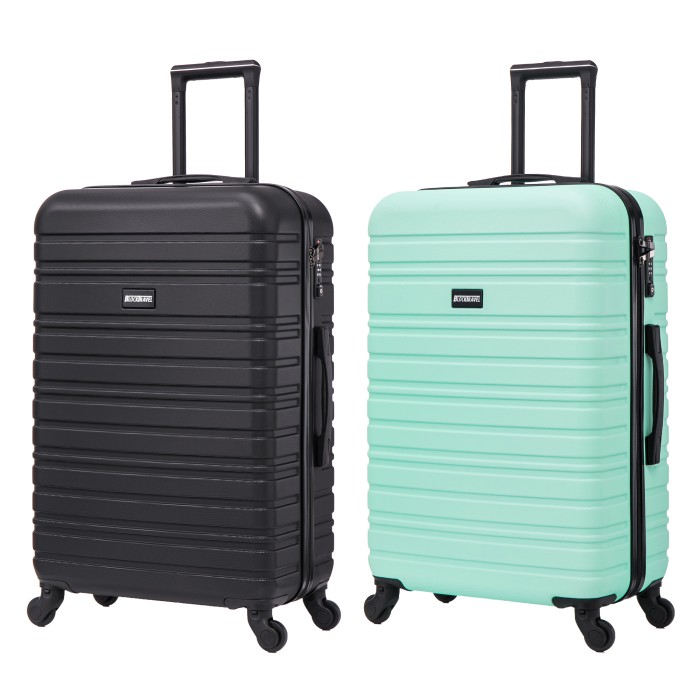 BlockTravel kofferset 2 delig ABS ruimbagage met wielen afneembaar 74 liter - inbouw TSA slot - zwart - mint groen