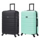 BlockTravel kofferset 2 delig ABS ruimbagage met wielen afneembaar 74 liter - inbouw TSA slot - zwart - mint groen