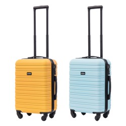 BlockTravel kofferset 2 delig ABS handbagage met wielen afneembaar 39 liter - inbouw TSA slot - geel - licht blauw