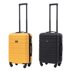 BlockTravel kofferset 2 delig ABS handbagage met wielen afneembaar 39 liter - inbouw TSA slot - zwart - geel