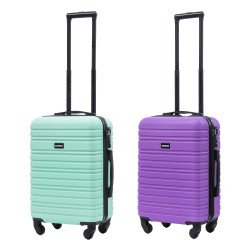 BlockTravel kofferset 2 delig ABS handbagage met wielen afneembaar 39 liter - inbouw TSA slot - mint groen - paars