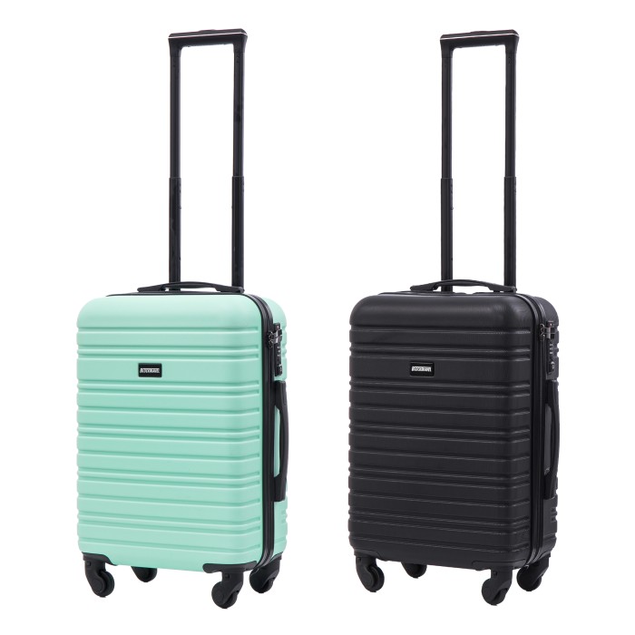 BlockTravel kofferset 2 delig ABS handbagage met wielen afneembaar 39 liter - inbouw TSA slot - zwart - mint groen