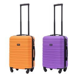 BlockTravel kofferset 2 delig ABS handbagage met wielen afneembaar 39 liter - inbouw TSA slot - oranje - paars