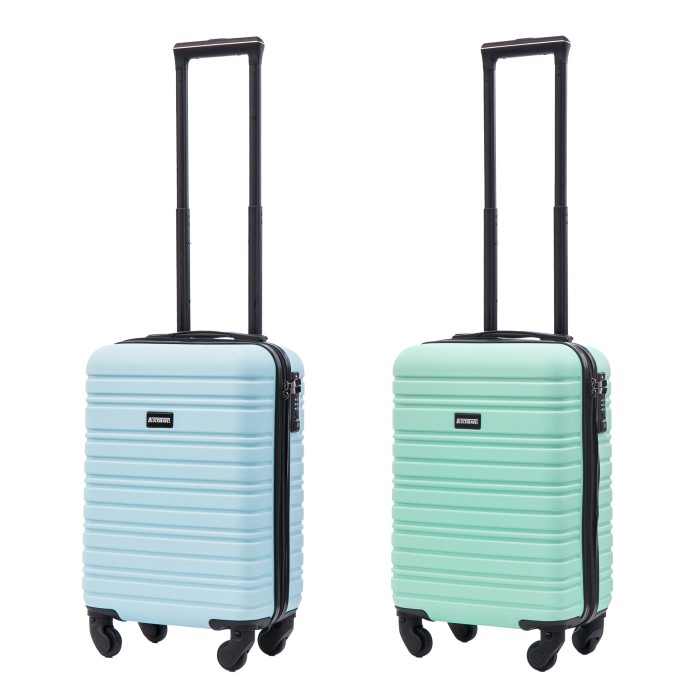 BlockTravel kofferset 2 delig ABS handbagage met wielen afneembaar 29 liter - inbouw TSA slot - licht blauw - mint groen