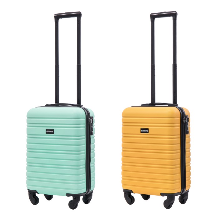 BlockTravel kofferset 2 delig ABS handbagage met wielen afneembaar 29 liter - inbouw TSA slot - mint groen - geel