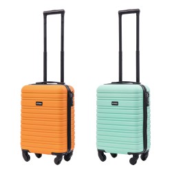 BlockTravel kofferset 2 delig ABS handbagage met wielen afneembaar 29 liter - inbouw TSA slot - mint groen - oranje