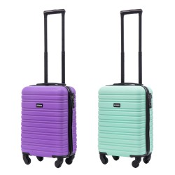 BlockTravel kofferset 2 delig ABS handbagage met wielen afneembaar 29 liter - inbouw TSA slot - mint groen - paars