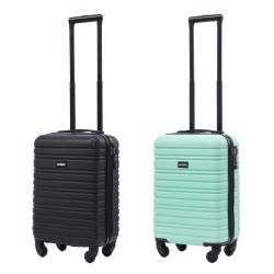 BlockTravel kofferset 2 delig ABS handbagage met wielen afneembaar 29 liter - inbouw TSA slot - zwart - mint groen