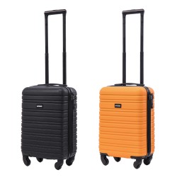 BlockTravel kofferset 2 delig ABS handbagage met wielen afneembaar 29 liter - inbouw TSA slot - zwart - oranje