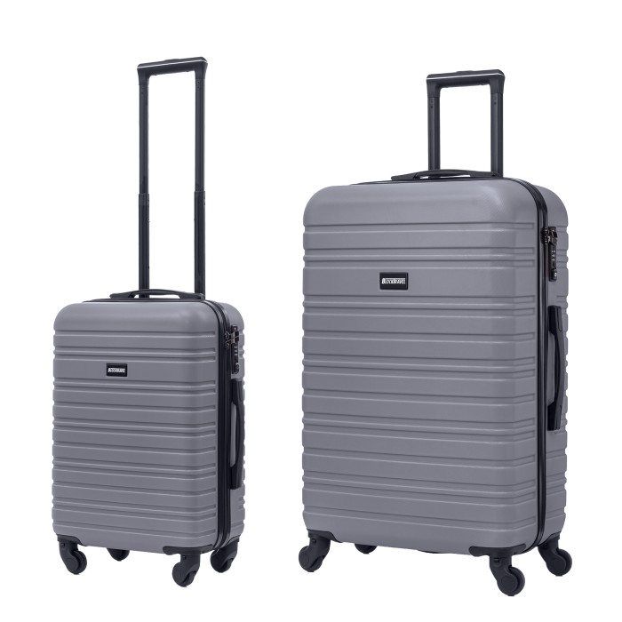 BlockTravel kofferset 2 delig ABS ruimbagage en handbagage 39 en 74 liter - inbouw TSA slot - grijs