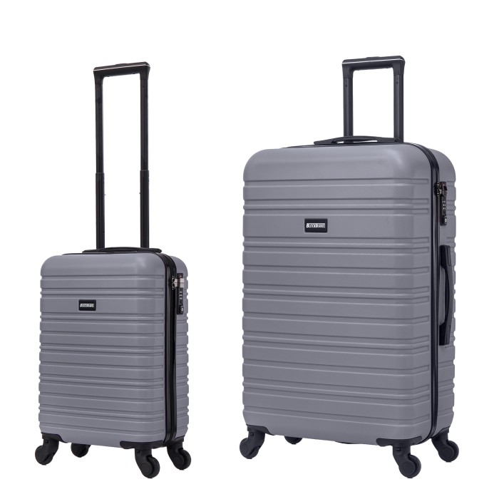 BlockTravel kofferset 2 delig ABS ruimbagage en handbagage 29 en 74 liter - inbouw TSA slot - grijs