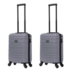 BlockTravel kofferset 2 delig ABS handbagage met wielen afneembaar 29 liter - inbouw TSA slot - lichtgewicht - grijs