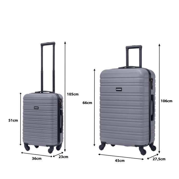 BlockTravel kofferset 2 delig ABS ruimbagage en handbagage 39 en 74 liter - inbouw TSA slot - grijs