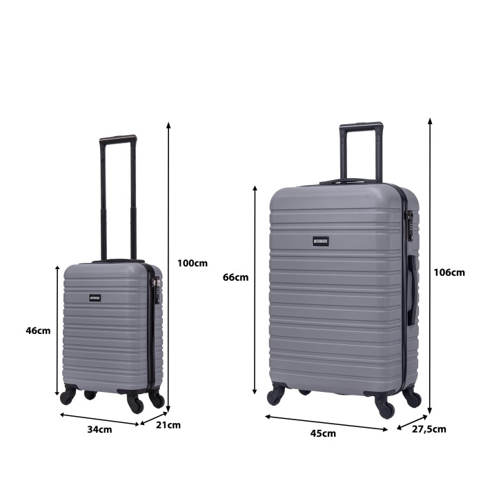 BlockTravel kofferset 2 delig ABS ruimbagage en handbagage 29 en 74 liter - inbouw TSA slot - grijs