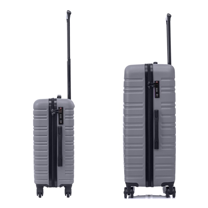 BlockTravel kofferset 2 delig ABS ruimbagage en handbagage 39 en 95 liter - inbouw TSA slot - grijs