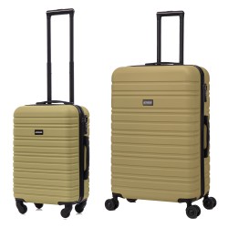 BlockTravel kofferset 2 delig ABS ruimbagage en handbagage 39 en 95 liter - inbouw TSA slot - olijf groen