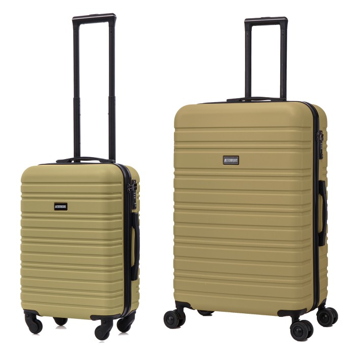 BlockTravel kofferset 2 delig ABS ruimbagage en handbagage 39 en 95 liter - inbouw TSA slot - olijf groen