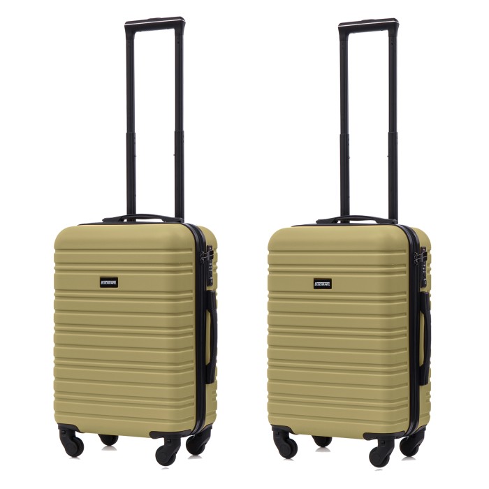 BlockTravel kofferset 2 delig ABS handbagage met wielen afneembaar 39 liter - inbouw TSA slot - lichtgewicht - olijf groen