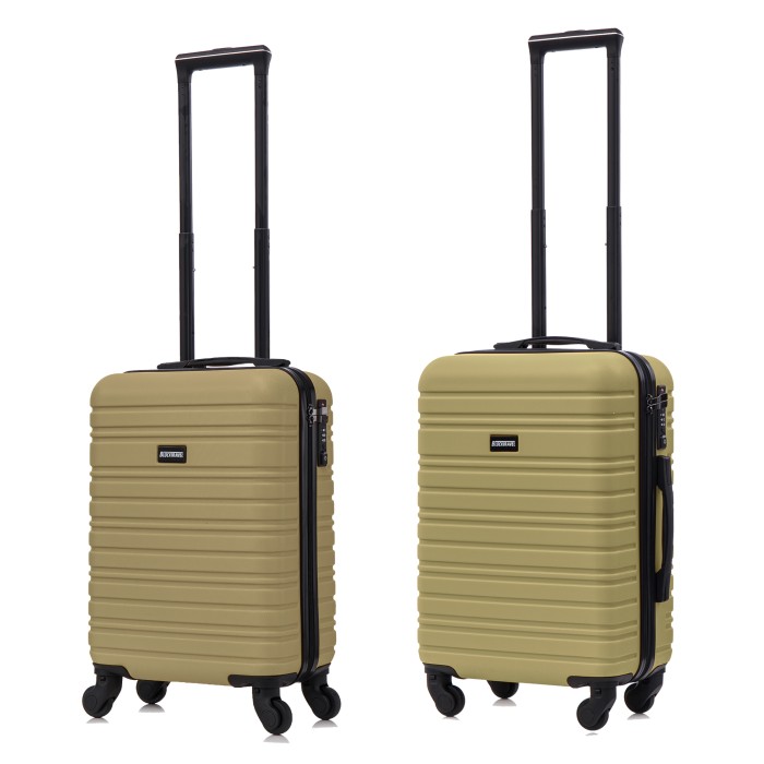 BlockTravel kofferset 2 delig ABS handbagage met wielen afneembaar 29 en 39 liter - inbouw TSA slot - olijf groen