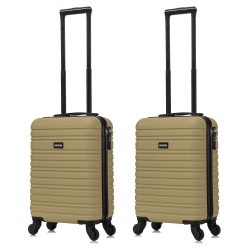 BlockTravel kofferset 2 delig ABS handbagage met wielen afneembaar 29 liter - inbouw TSA slot - lichtgewicht - olijf groen