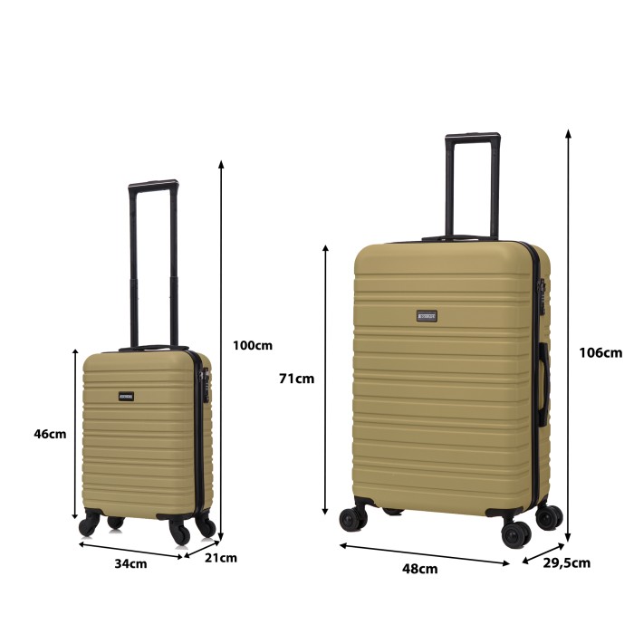 BlockTravel kofferset 2 delig ABS ruimbagage en handbagage 29 en 95 liter - inbouw TSA slot - olijf groen