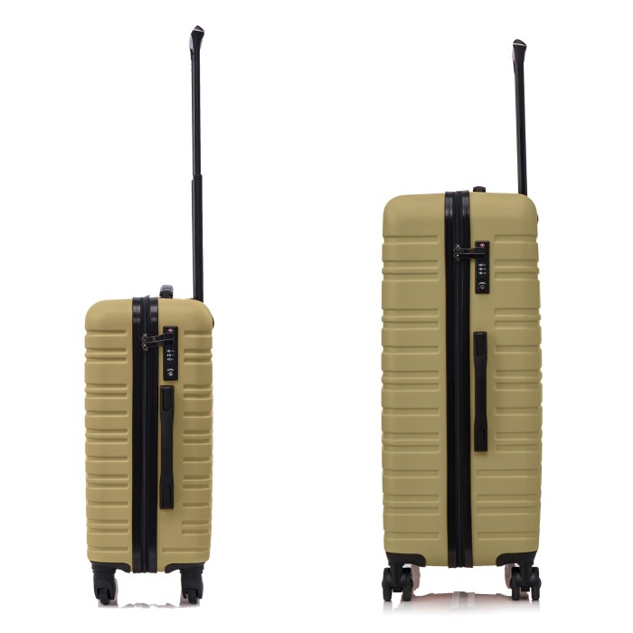 BlockTravel kofferset 2 delig ABS ruimbagage en handbagage 39 en 95 liter - inbouw TSA slot - olijf groen