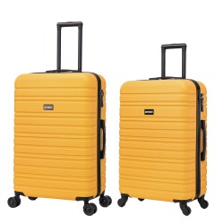 BlockTravel kofferset 2 delig ABS ruimbagage met dubbele wielen 74 en 95 liter - inbouw TSA slot - geel