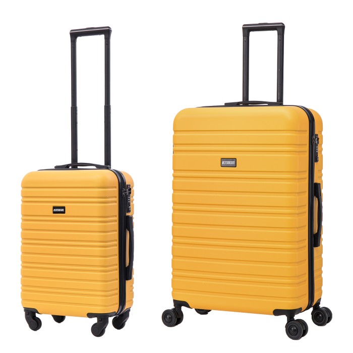 BlockTravel kofferset 2 delig ABS ruimbagage en handbagage 39 en 95 liter - inbouw TSA slot - geel