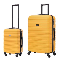 BlockTravel kofferset 2 delig ABS ruimbagage en handbagage 39 en 74 liter - inbouw TSA slot - geel