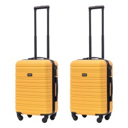 BlockTravel kofferset 2 delig ABS handbagage met wielen afneembaar 39 liter - inbouw TSA slot - lichtgewicht - geel