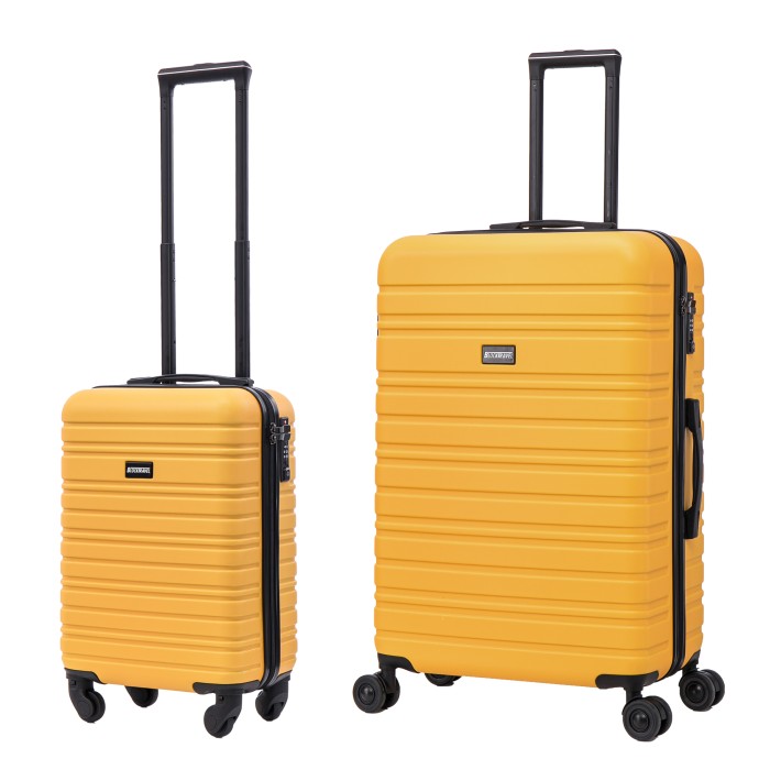 BlockTravel kofferset 2 delig ABS ruimbagage en handbagage 29 en 95 liter - inbouw TSA slot - geel