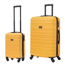 BlockTravel kofferset 2 delig ABS ruimbagage en handbagage 29 en 74 liter - inbouw TSA slot - geel