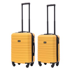 BlockTravel kofferset 2 delig ABS handbagage met wielen afneembaar 29 en 39 liter - inbouw TSA slot - geel