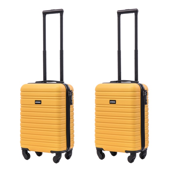 BlockTravel kofferset 2 delig ABS handbagage met wielen afneembaar 29 liter - inbouw TSA slot - lichtgewicht - geel