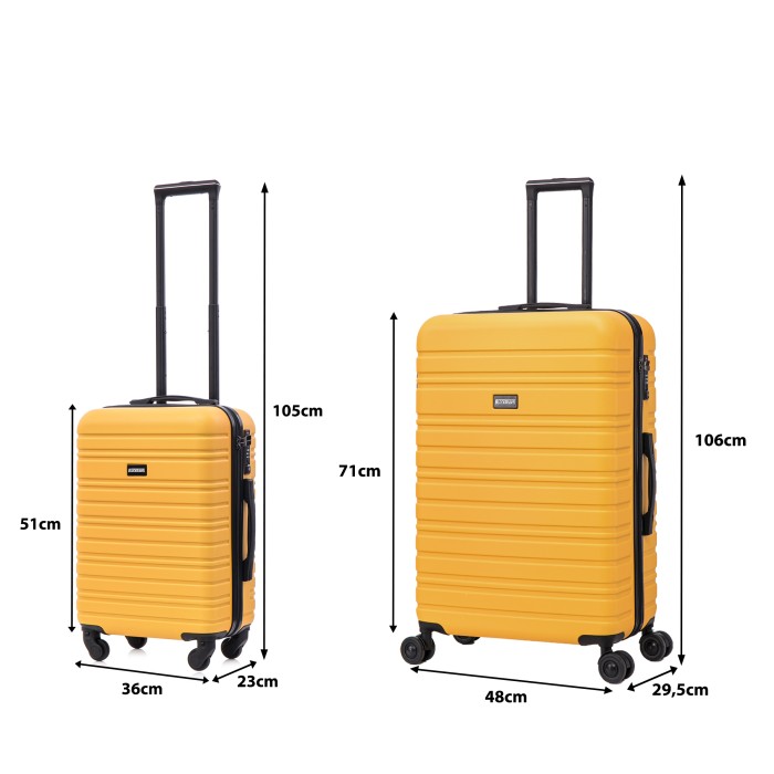 BlockTravel kofferset 2 delig ABS ruimbagage en handbagage 39 en 95 liter - inbouw TSA slot - geel