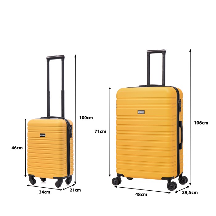 BlockTravel kofferset 2 delig ABS ruimbagage en handbagage 29 en 95 liter - inbouw TSA slot - geel