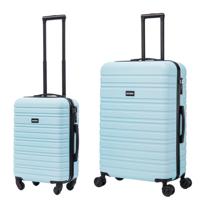 BlockTravel kofferset 2 delig ABS ruimbagage en handbagage 39 en 95 liter - inbouw TSA slot - licht blauw