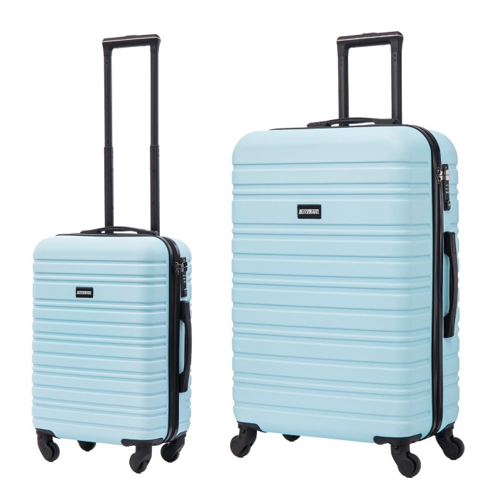 BlockTravel kofferset 2 delig ABS ruimbagage en handbagage 39 en 74 liter - inbouw TSA slot - licht blauw