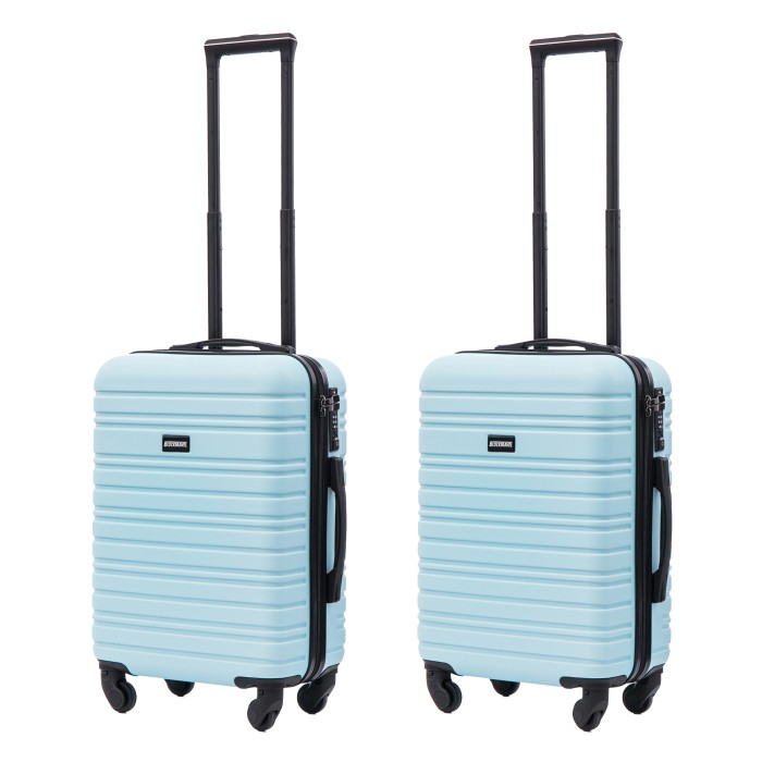 BlockTravel kofferset 2 delig ABS handbagage met wielen afneembaar 39 liter - inbouw TSA slot - lichtgewicht - licht blauw